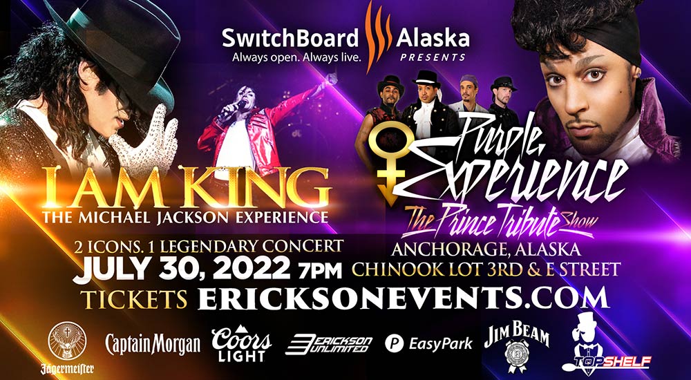 Erickson Unlimited, Concerts, Events, Alaska, Purple Experience, I Am King, Tributes, Michael Jackson, Prince