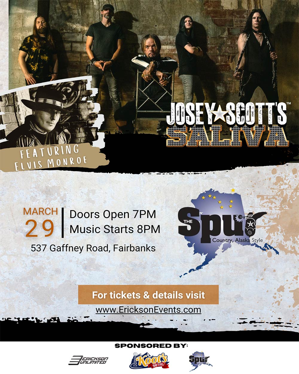 Erickson Unlimited Event, Alaska, Concerts and Tickets, Music, Live Music, Josey Scotts, Saliva